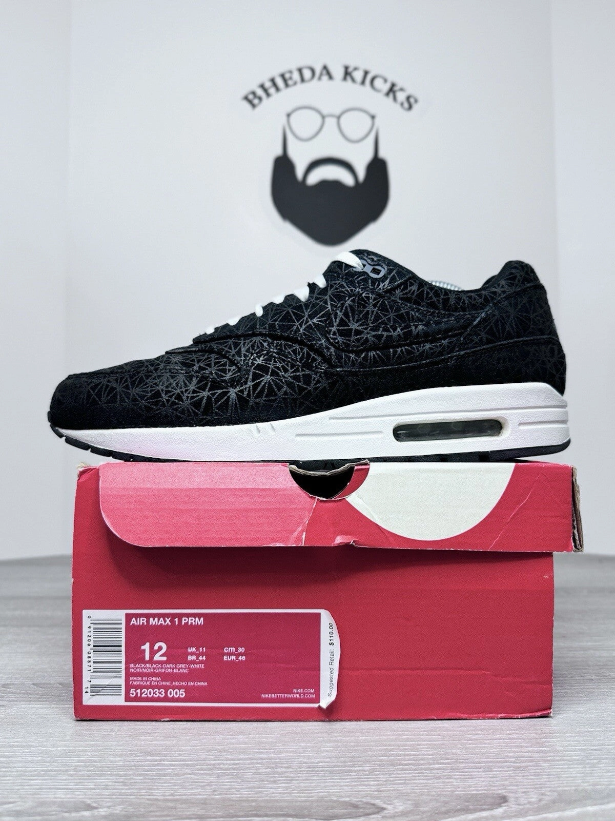 Asics Gt 2160 Running Shoe Size 12 - Nike Air Max 1 Premium Geometric 512033-005 Preowned Authentic