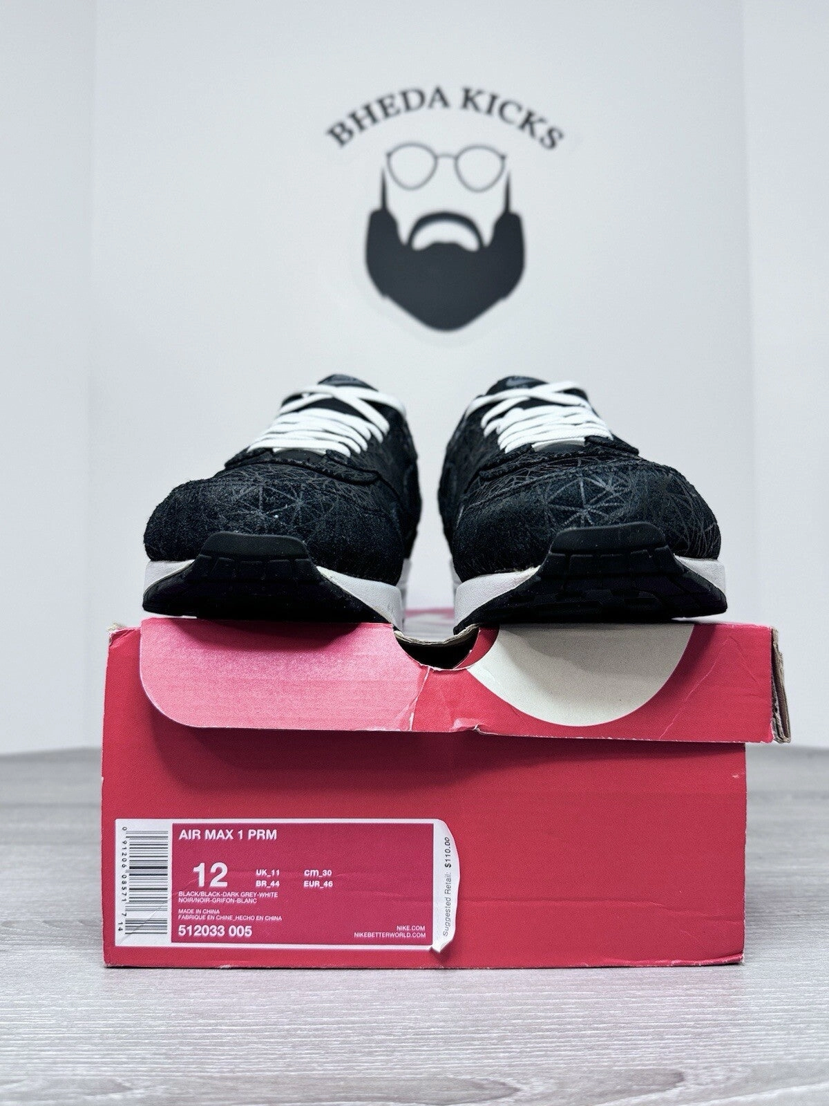 Asics Shoes Weight Size 12 - Nike Air Max 1 Premium Geometric 512033-005 Preowned Authentic