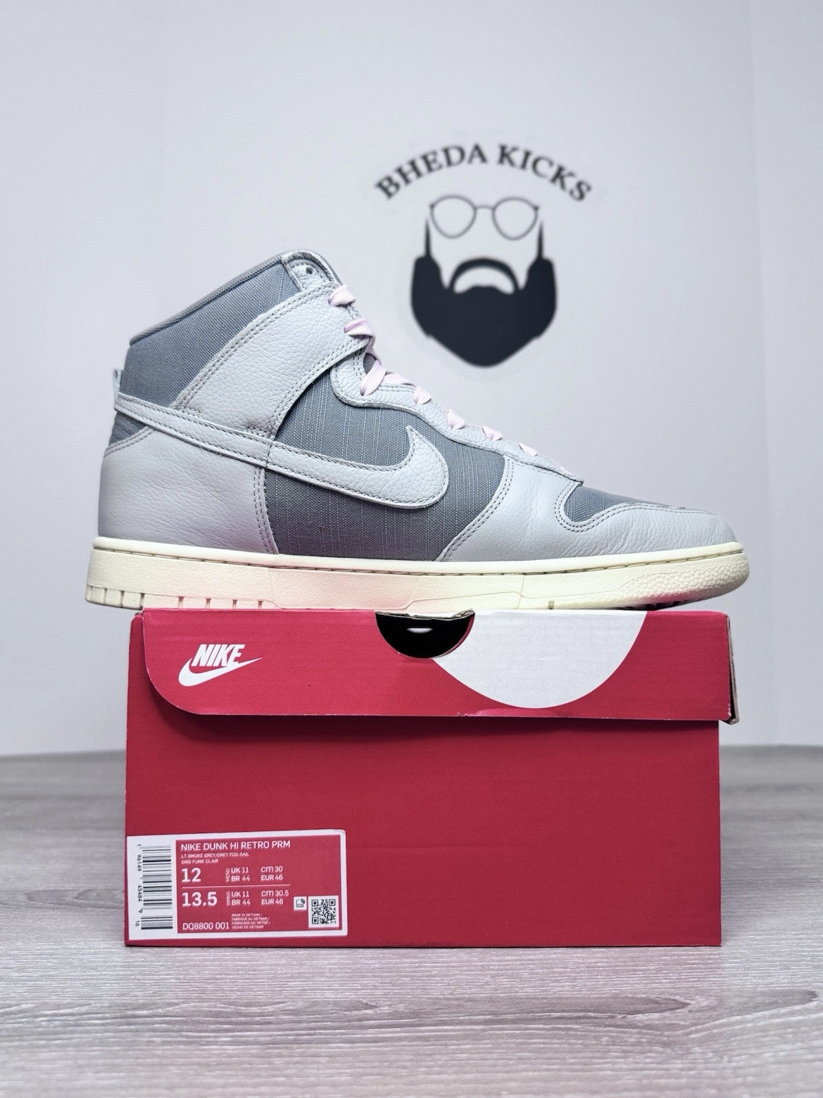 Size 12 - Nike Dunk High Premium Certified Fresh Particle Grey Sail DQ8800-001 Futsal Shoes Asics