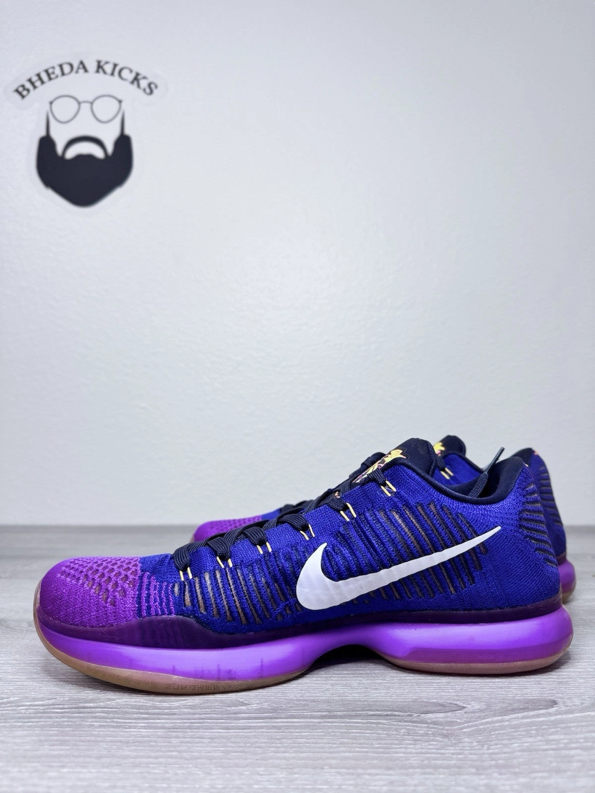 Size 12 - Nike Kobe 10 Elite Low Draft Pick 2015 Purple Yellow Opening Night Asics Gel Frequency 3 Walking Shoes