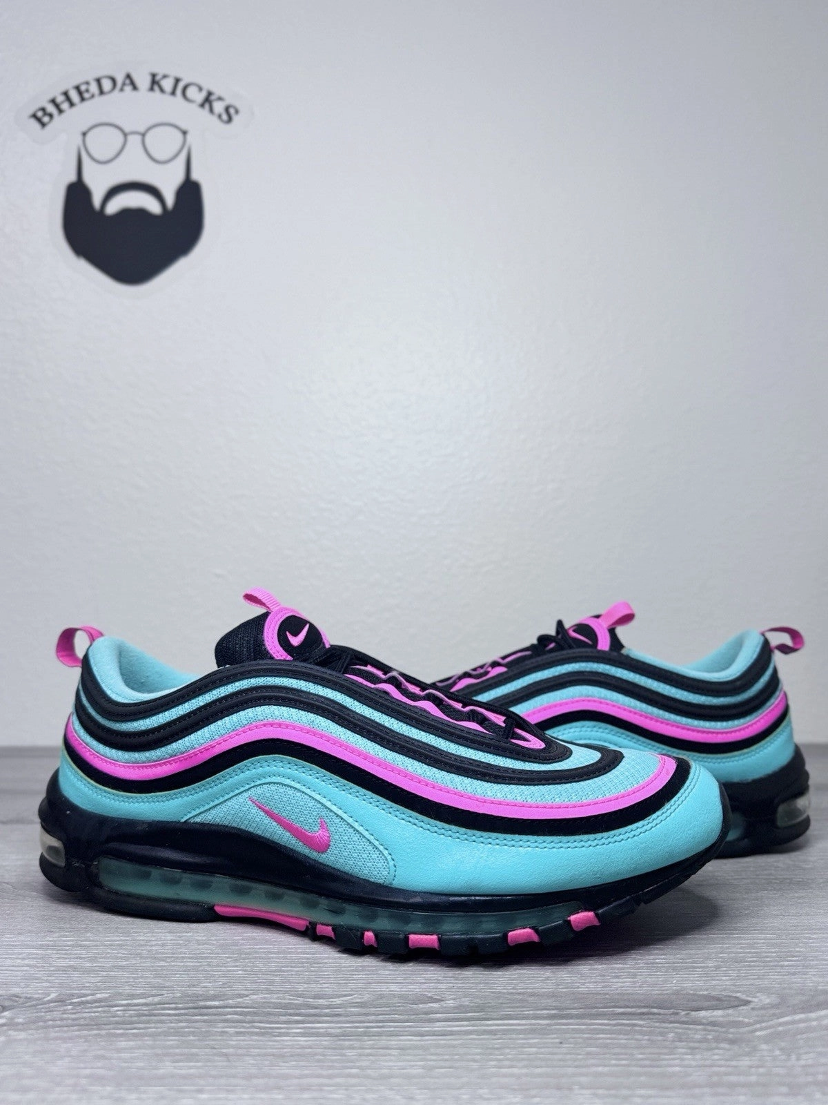 Size 13 - Nike Air Max 97 Hyper Turquoise Preowned (CU4877-300) Authentic Og Asics Sports Running Shoes