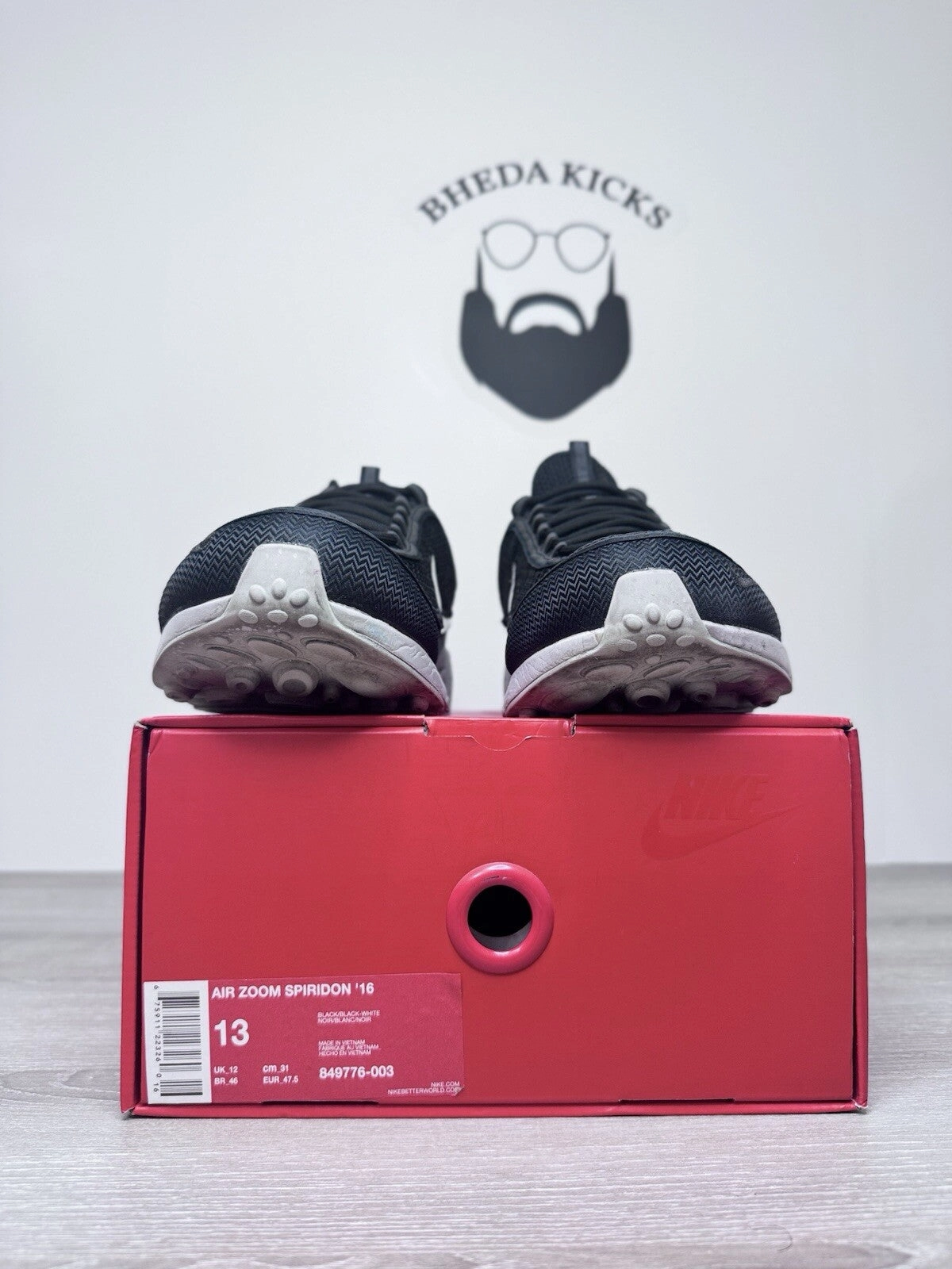 Discounted Asics Shoes Size 13 - Nike Air Zoom Spiridon 16 Black 849776-003 Preowned Authentic