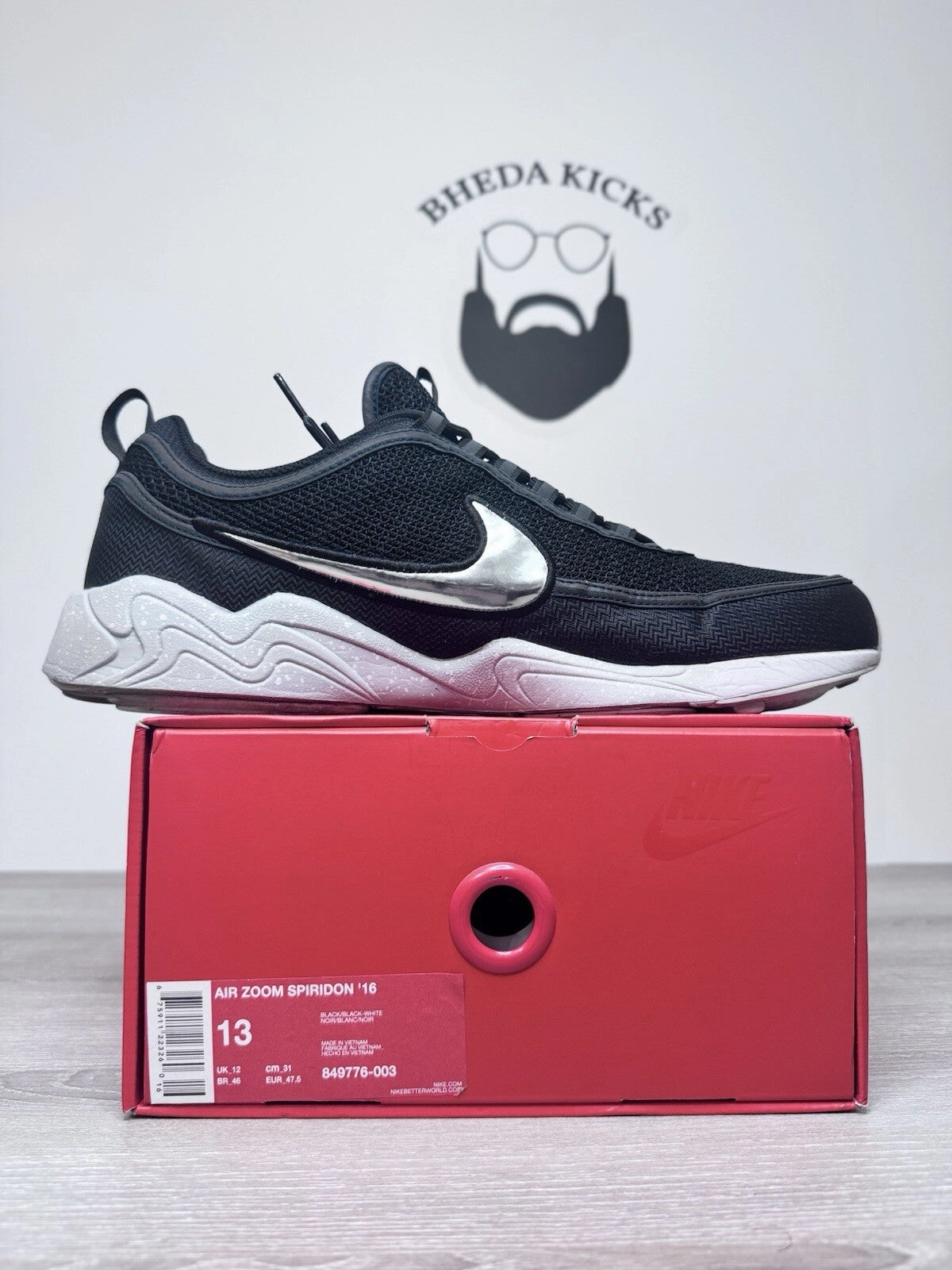 Asics High Ankle Shoes Volleyball Size 13 - Nike Air Zoom Spiridon 16 Black 849776-003 Preowned Authentic