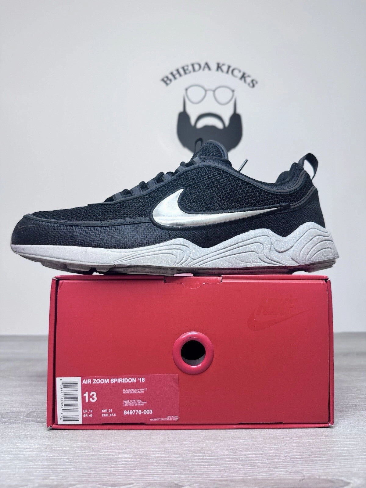 Asics Shoes Austin Tx Size 13 - Nike Air Zoom Spiridon 16 Black 849776-003 Preowned Authentic