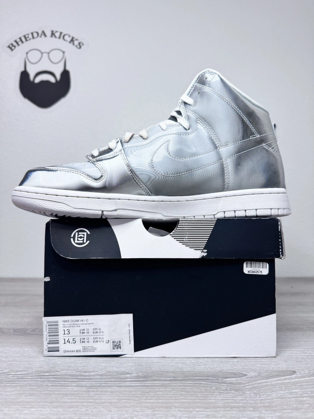 Recommended Asics Running Shoes Size 13 - Nike CLOT x Dunk High Flux Silver Suede White (DH4444-900) Preowned