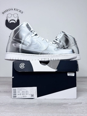 Pickleball Asics Shoes Size 13 - Nike CLOT x Dunk High Flux Silver Suede White (DH4444-900) Preowned