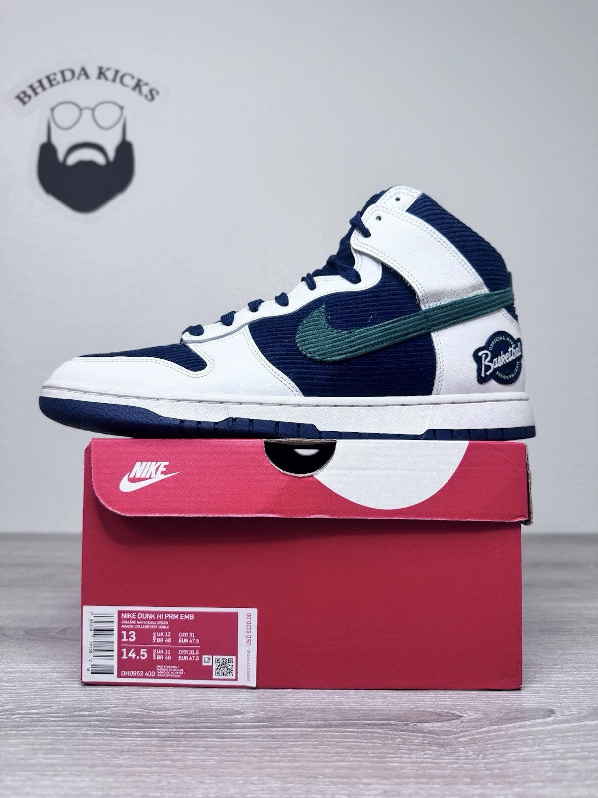 Size 13 - Nike Dunk Hi PRM EMB Sports Specialties Sports Corduroy DH0953-400 Brands Like Asics