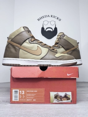 Size 13 -  Nike Dunk High Brown Maple Taupe 2003 304717-222 Preowned Vintage Asics Special Edition Shoes