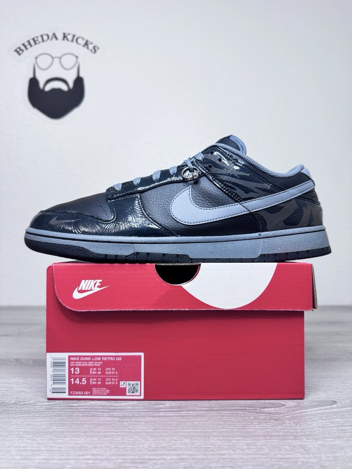 Size 13 - Nike Dunk Low "Berlin" Black Grey Sneakers FZ3053-001 Preowned Asics Gel Resolution 9 Pickleball Shoes