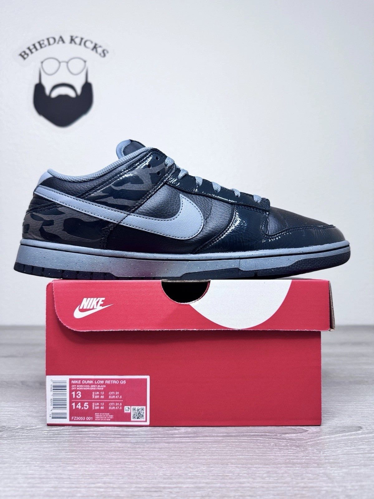 Size 13 - Nike Dunk Low "Berlin" Black Grey Sneakers FZ3053-001 Preowned Asics Overpronation Running Shoe