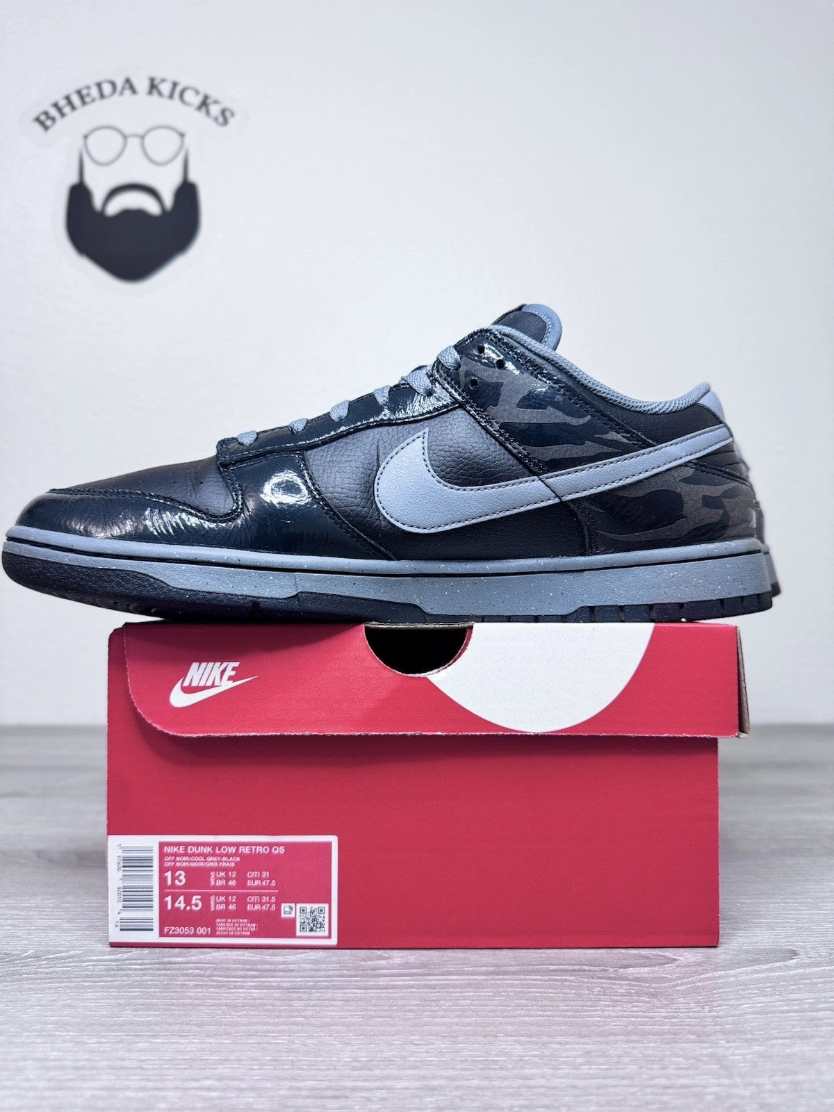 Size 13 - Nike Dunk Low "Berlin" Black Grey Sneakers FZ3053-001 Preowned The New Asics Running Shoes