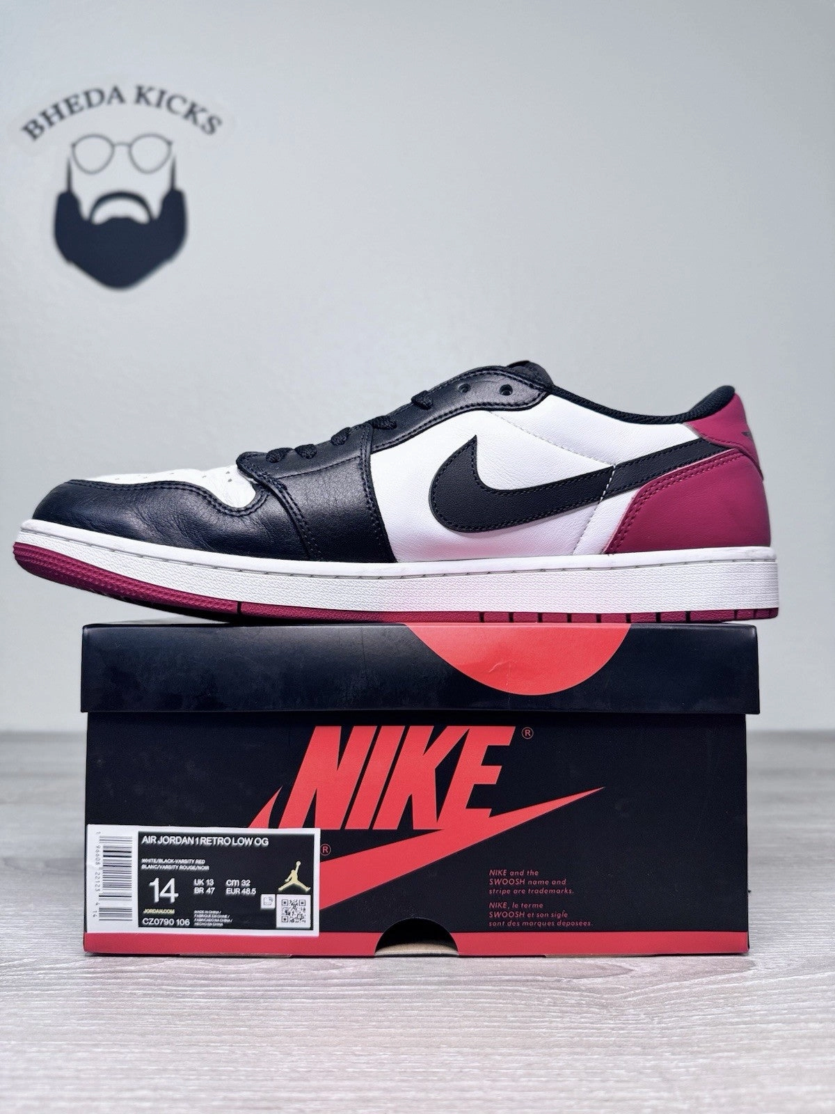 Asics Made In Japan Running Shoes Size 14 - Nike Air Jordan 1 Low 2023 Retro Black Toe CZ0790-106 Preowned Og
