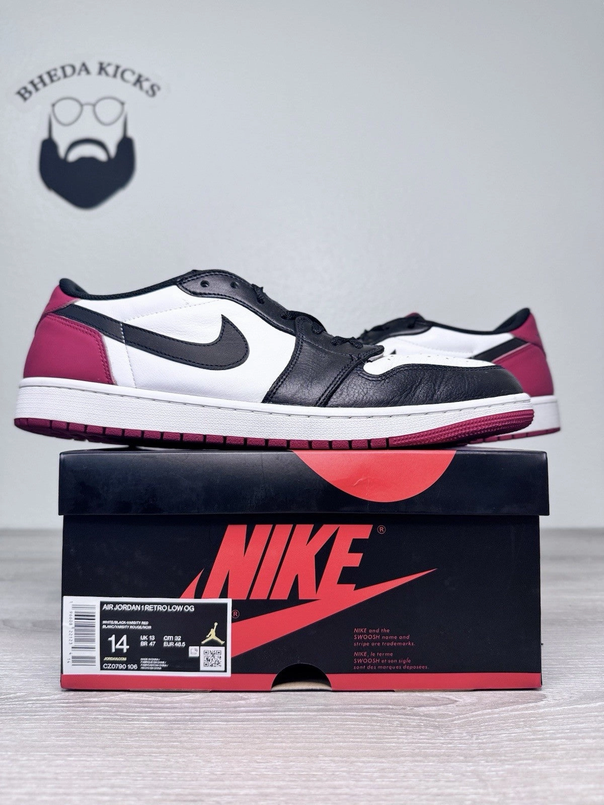 Asics Sprint Shoes Size 14 - Nike Air Jordan 1 Low 2023 Retro Black Toe CZ0790-106 Preowned Og