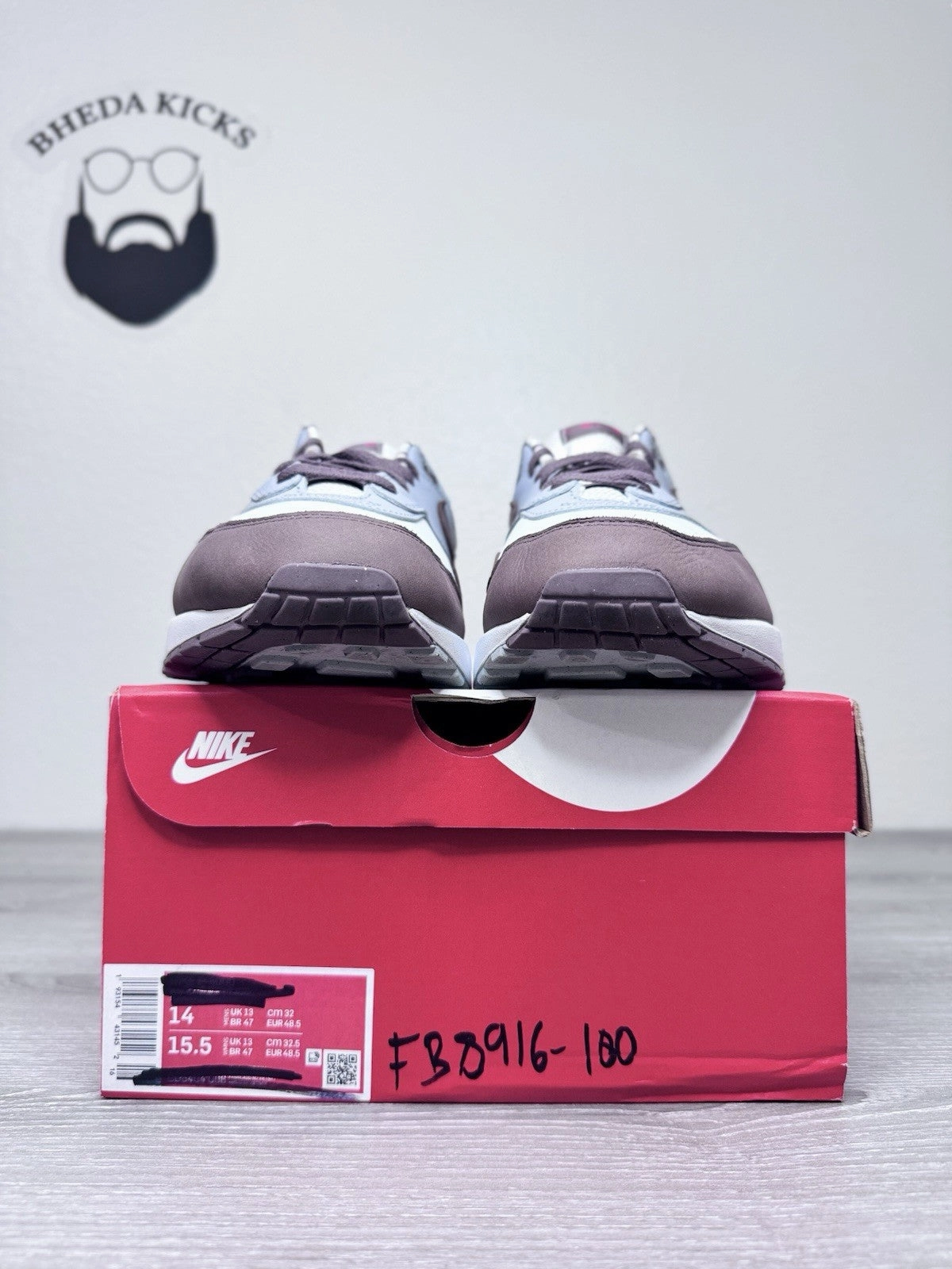 Size 14 - Nike Air Max 1 Premium PRM "Shima Shima" FB8916-100 Worn Once Asics Crossfit Shoes