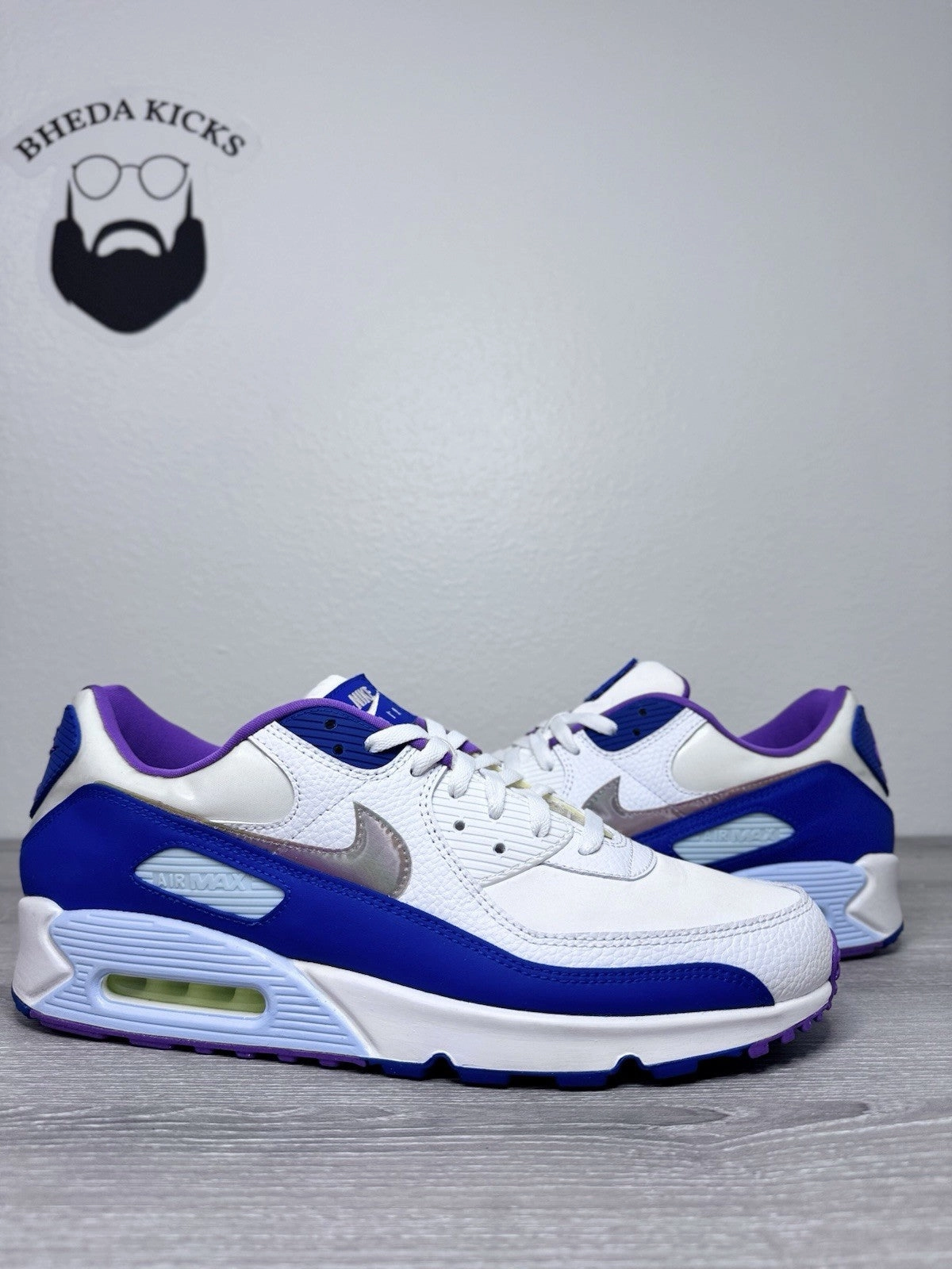 Size 15 - Nike Air Max 90 'Easter CT3623-100 White Blue Violet Preowned Best Asics Running Shoes For Neutral Pronation