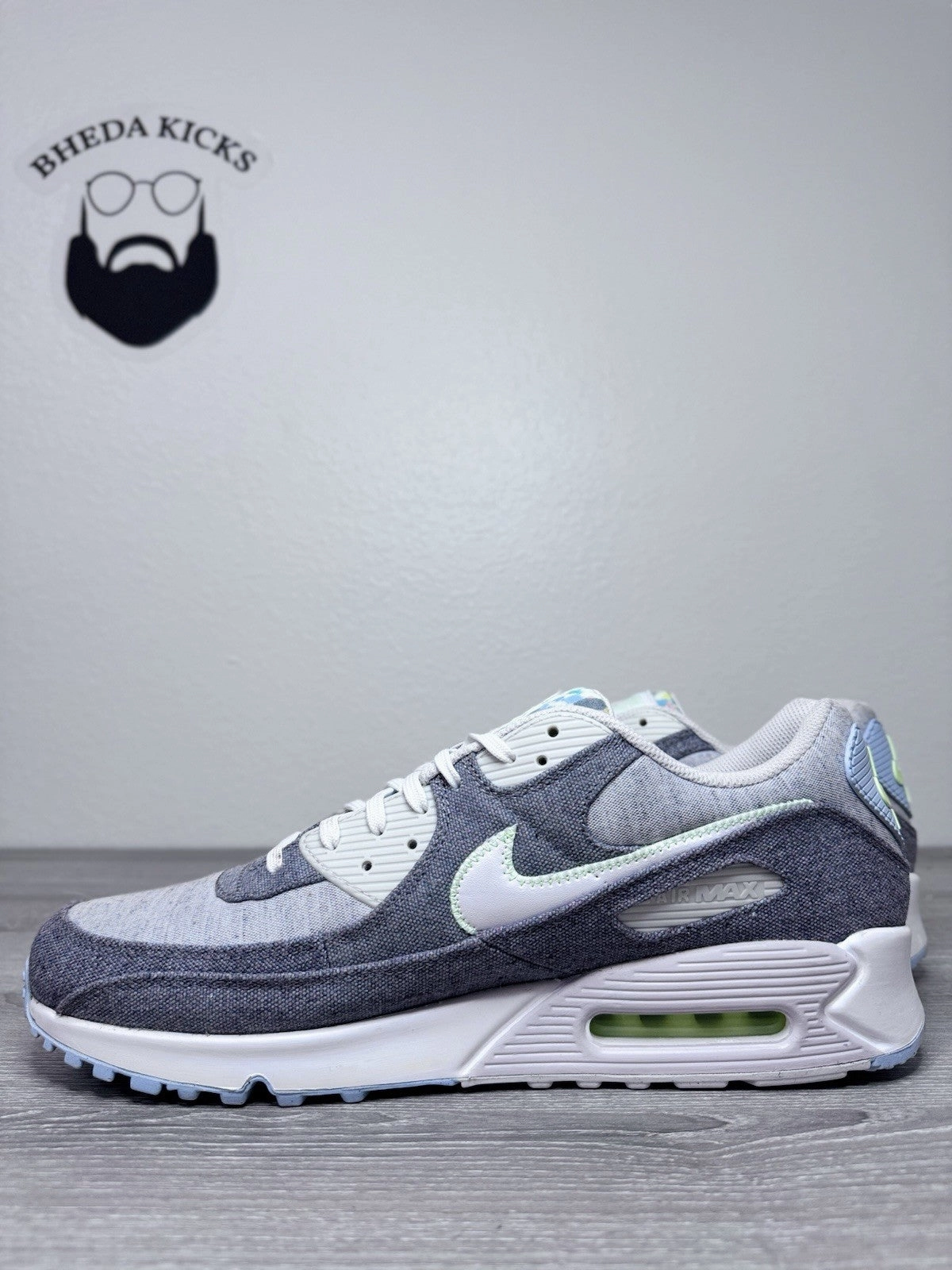 Size 15 - Nike Air Max 90 Recycled Canvas CK6467-001 Preowned Authentic Asics Outdoor Court Shoes