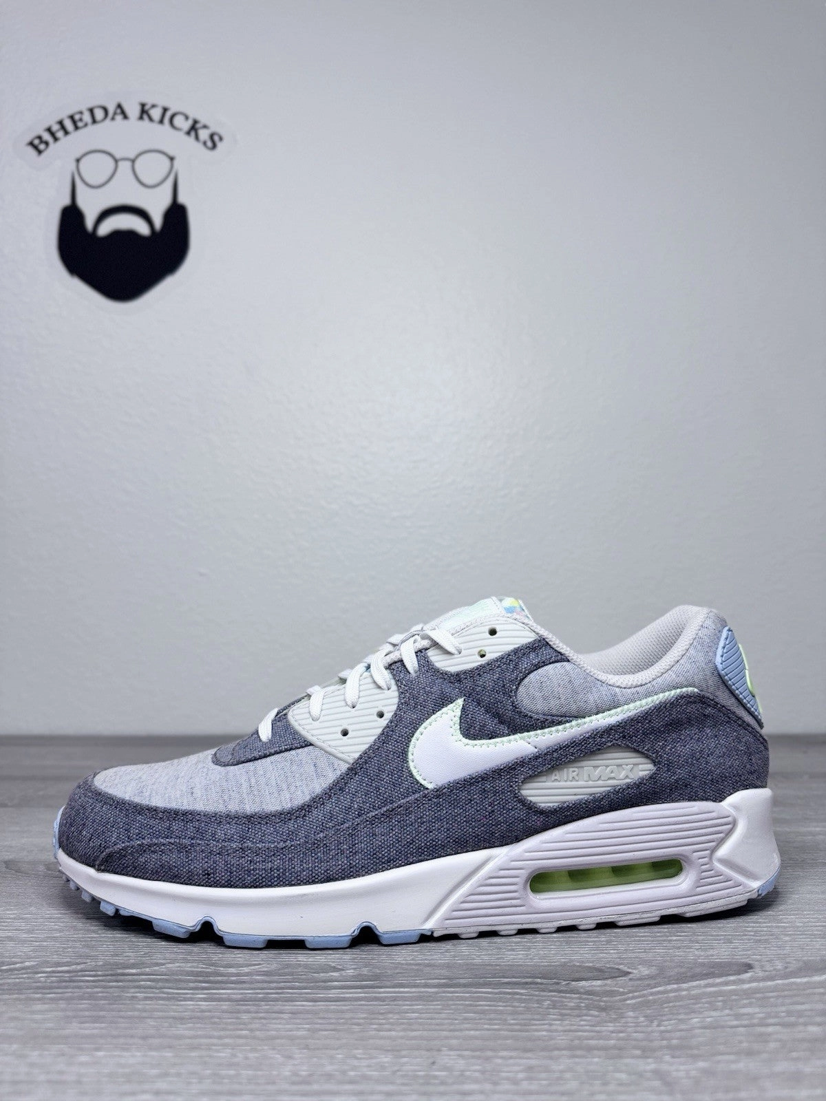 Size 15 - Nike Air Max 90 Recycled Canvas CK6467-001 Preowned Authentic Asics Cheer Shoes 1990s