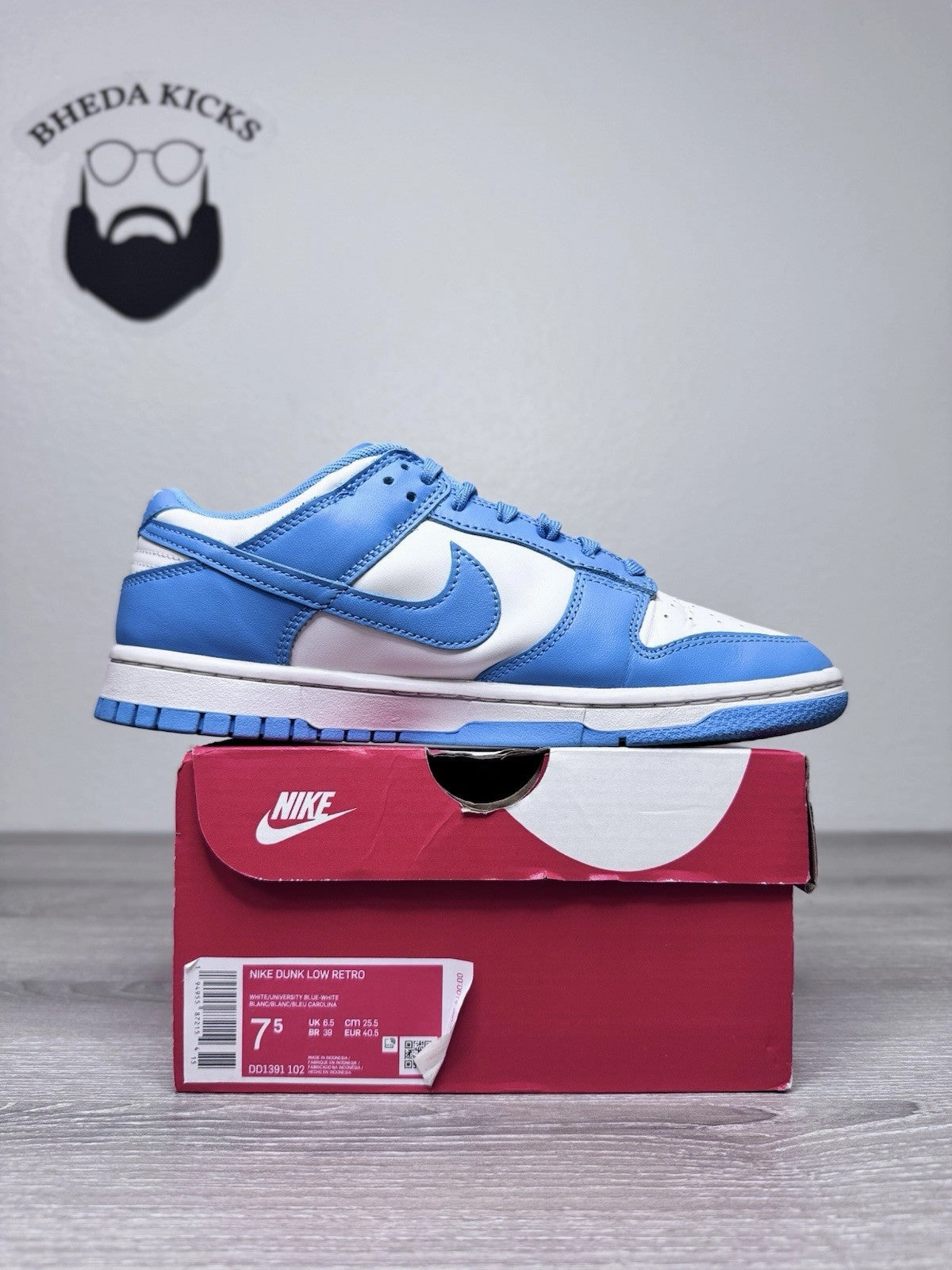 Size 7.5 - Nike Dunk Low Retro "UNC" 2021 DD1391-102 Preowned Authentic Asics Volleyball Shoes Europe