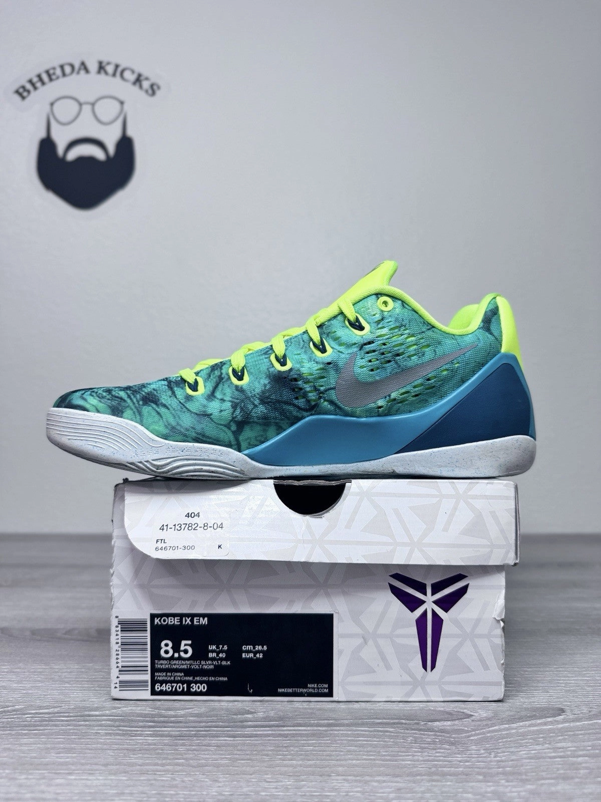 Size 8.5 - Nike Kobe 9 EM Easter Volt 2014 646701-300 Black Mamba Basketball Best Asics Gel Running Shoes