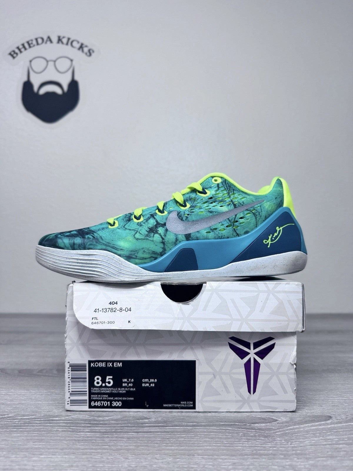 Buy Shoes Asics Size 8.5 - Nike Kobe 9 EM Easter Volt 2014 646701-300 Black Mamba Basketball