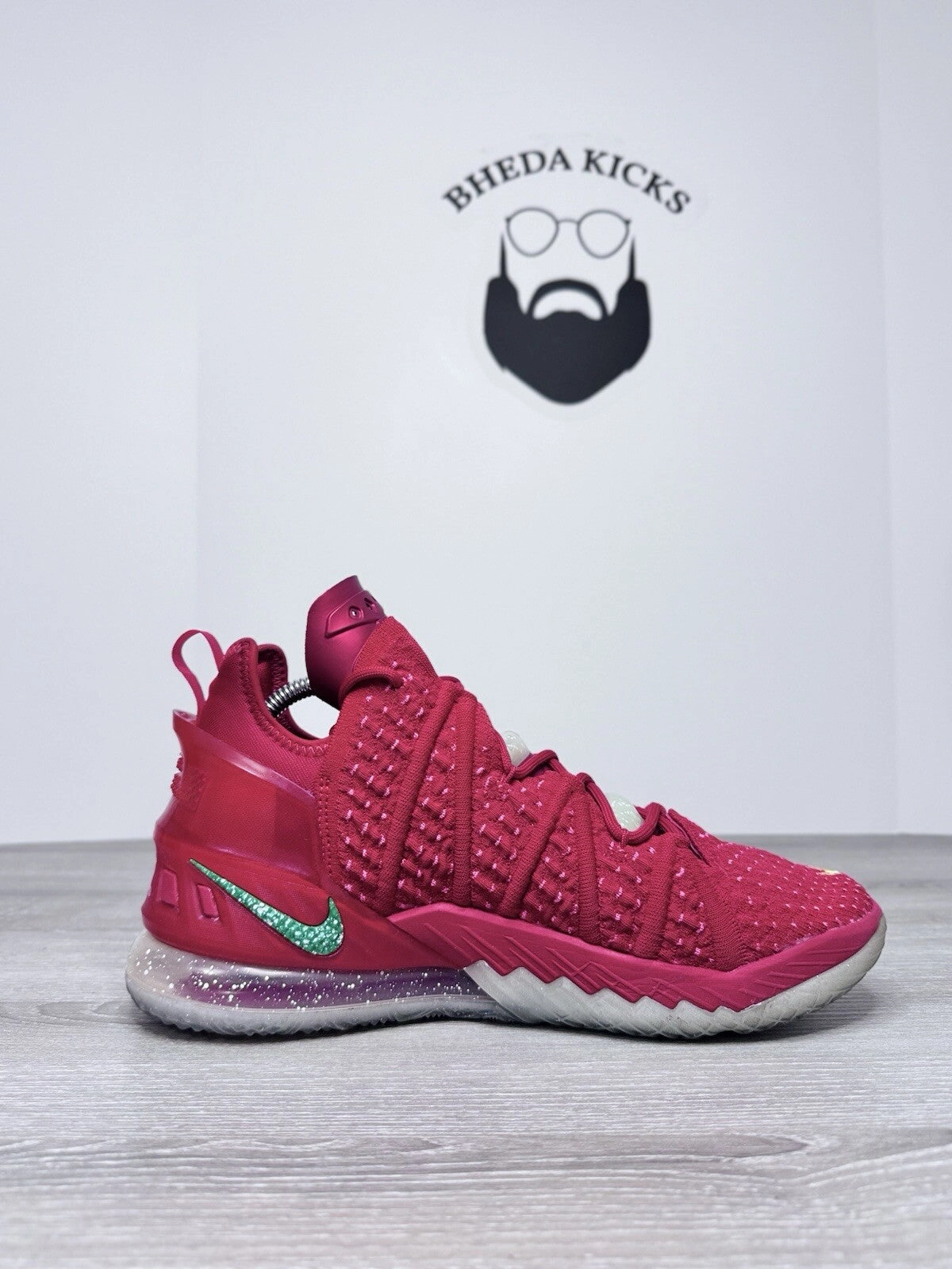 Size 9 - Nike Lebron 18 "X-mas In LA" DB8148-601 Preowned Authentic Og Custom Made Asics Shoes