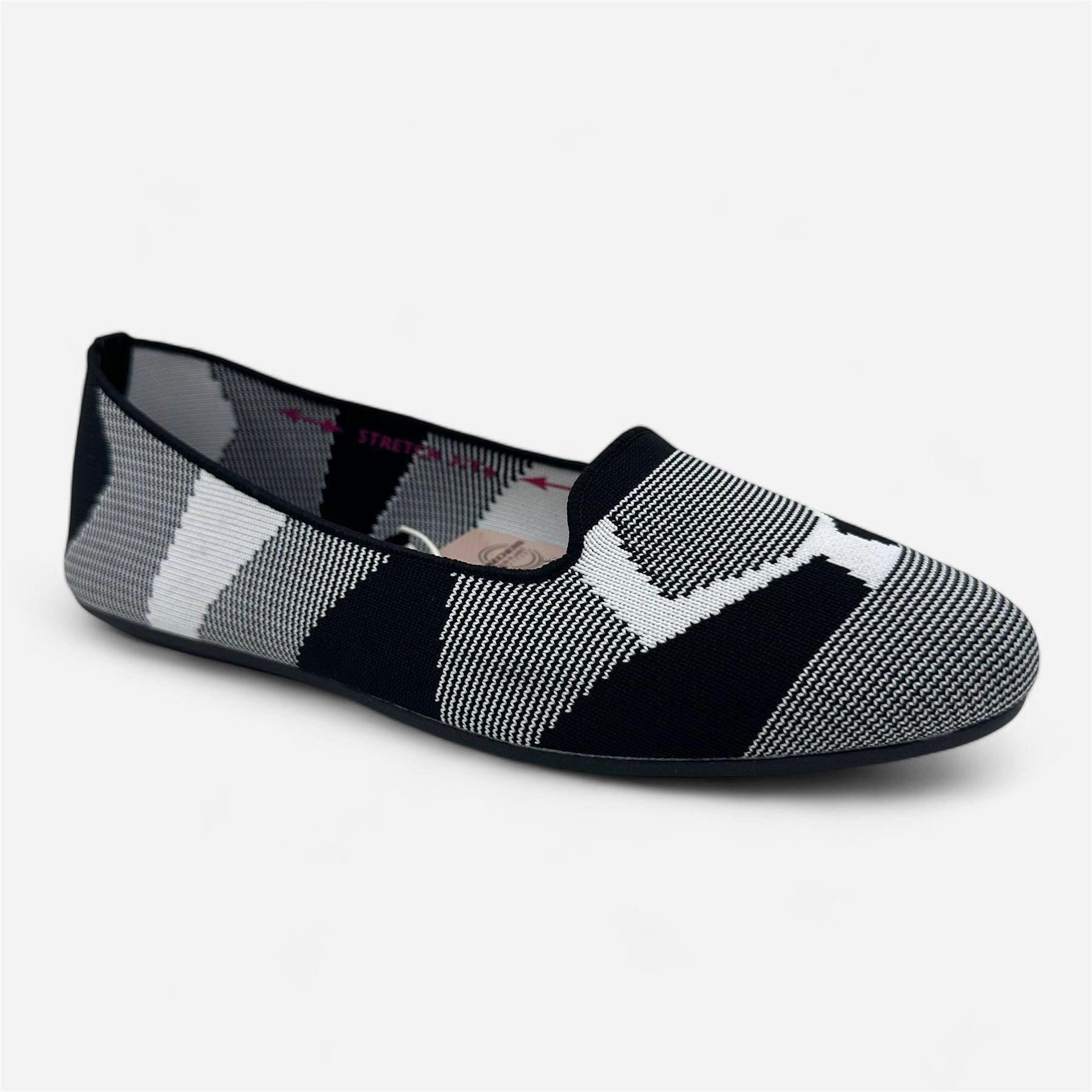 Skechers Cleo 2.0 Lady Sherlock Black White Womens Casual Stretch Fit Flat Budget Running Shoes