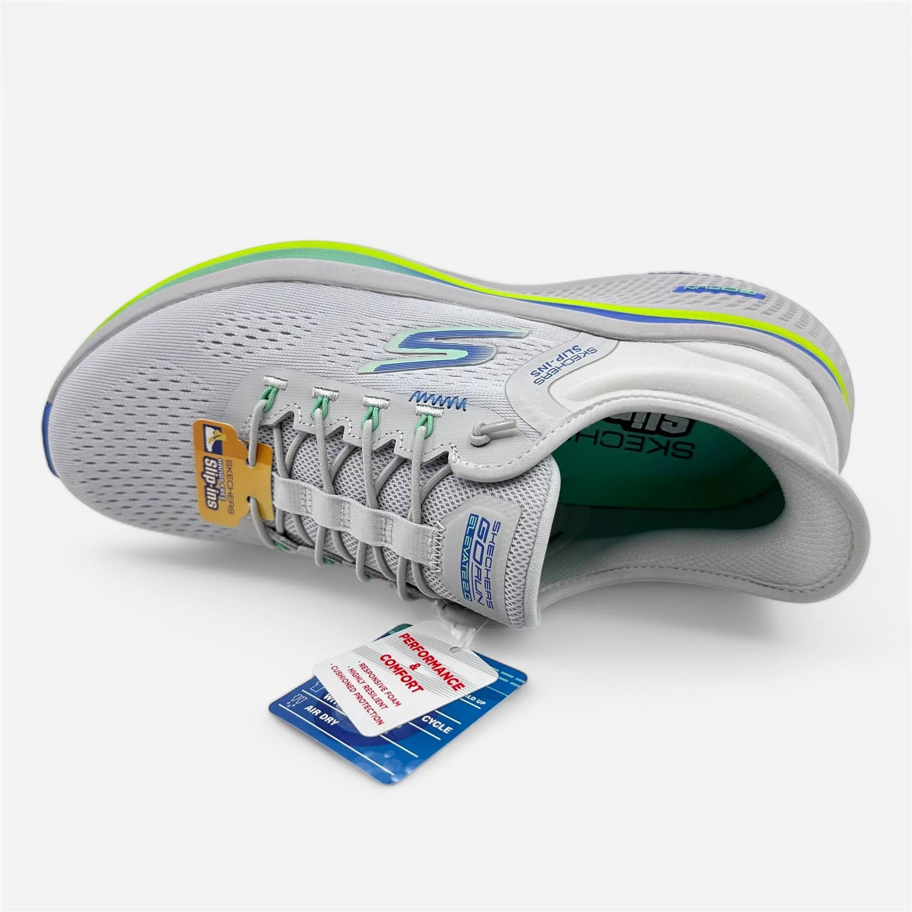 Skechers Go Run Elevate 2.0 Banyan Gray Blue Womens Athletic Sneaker Stroke Running Shoe