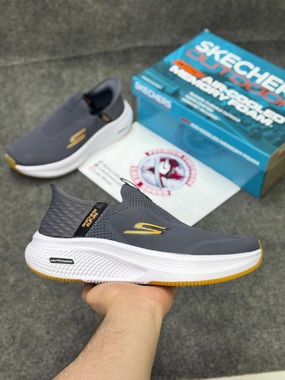 Skechers Slip-ins: Max Cushioning Grey white Comfort & Air-Cooled Cushioning | Best Walking Running Shoes To Support Ankles