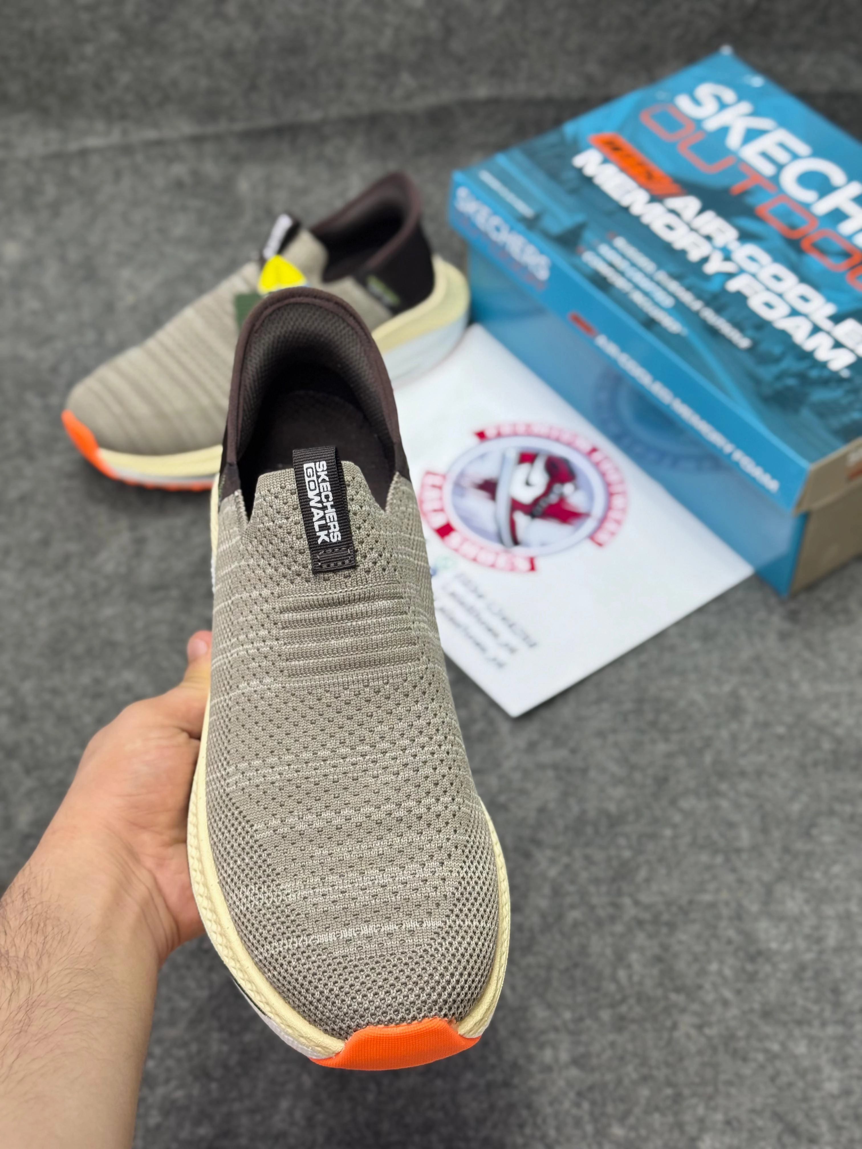 Tennis Shoes Vs Running Shoes Skechers Slip-ins: Max Cushioning Hyper Burst Brown khaki Lightweight, Air-Cooled Memory Foam