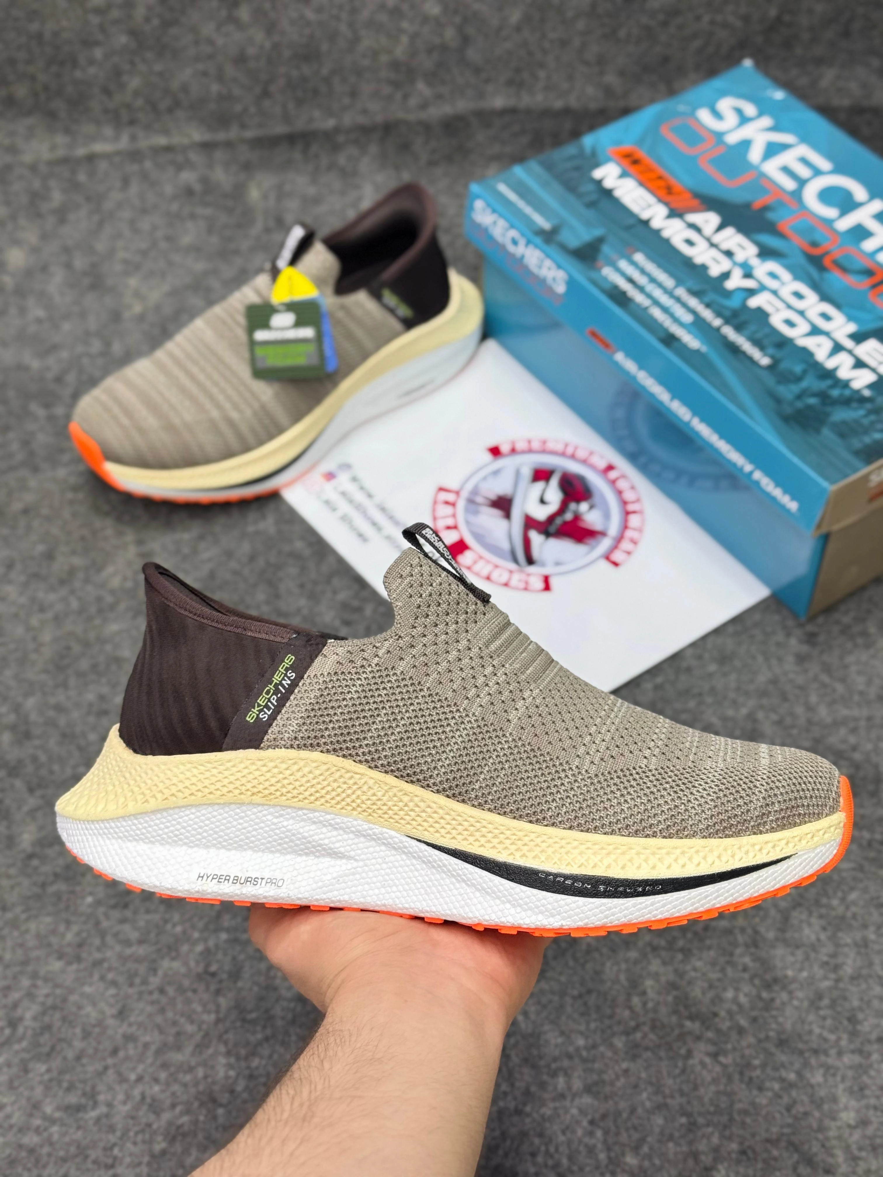 Best Running Shoes For Heavy Guys Skechers Slip-ins: Max Cushioning Hyper Burst Brown khaki Lightweight, Air-Cooled Memory Foam