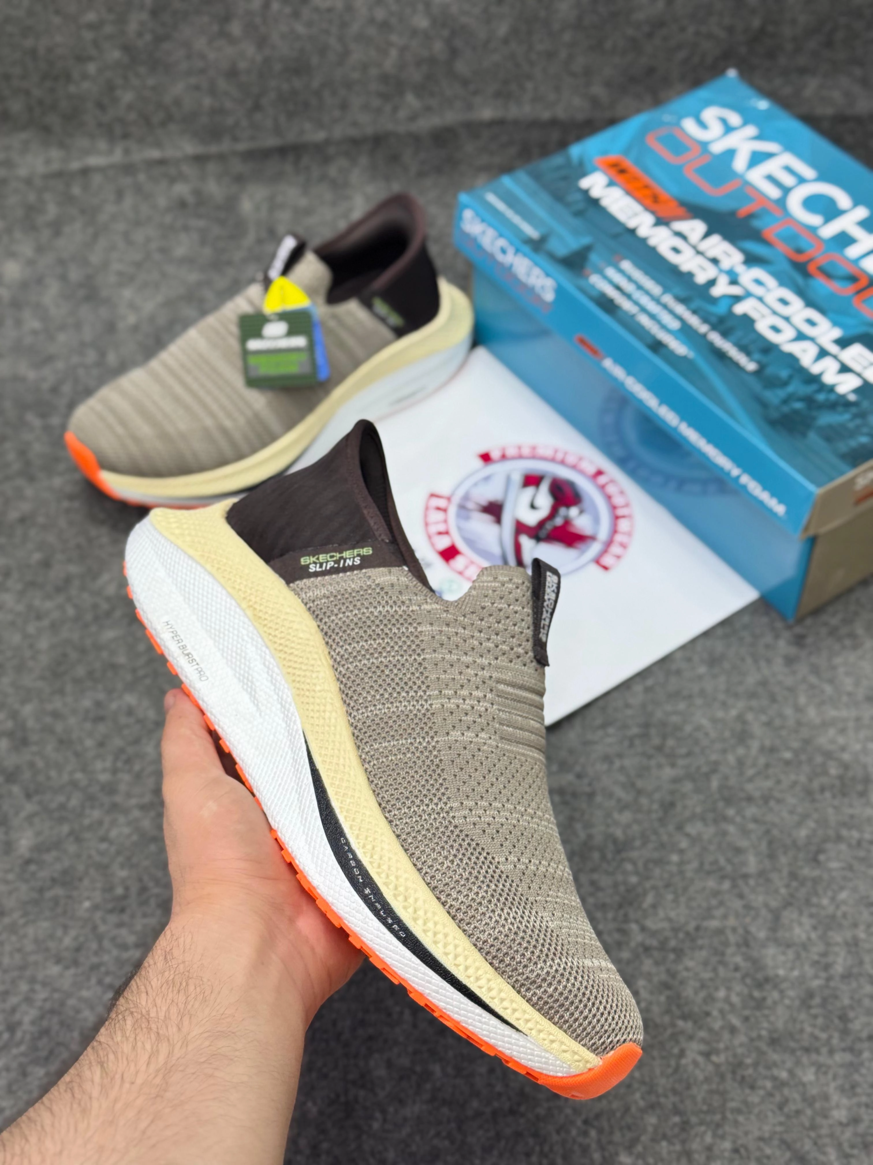 Skechers Slip-ins: Max Cushioning Hyper Burst Brown khaki Lightweight, Air-Cooled Memory Foam Cheap Running Shoes Online