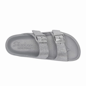 Skechers Women's Luxe fomam Shimmering Sandals -GRY Gamma Slides