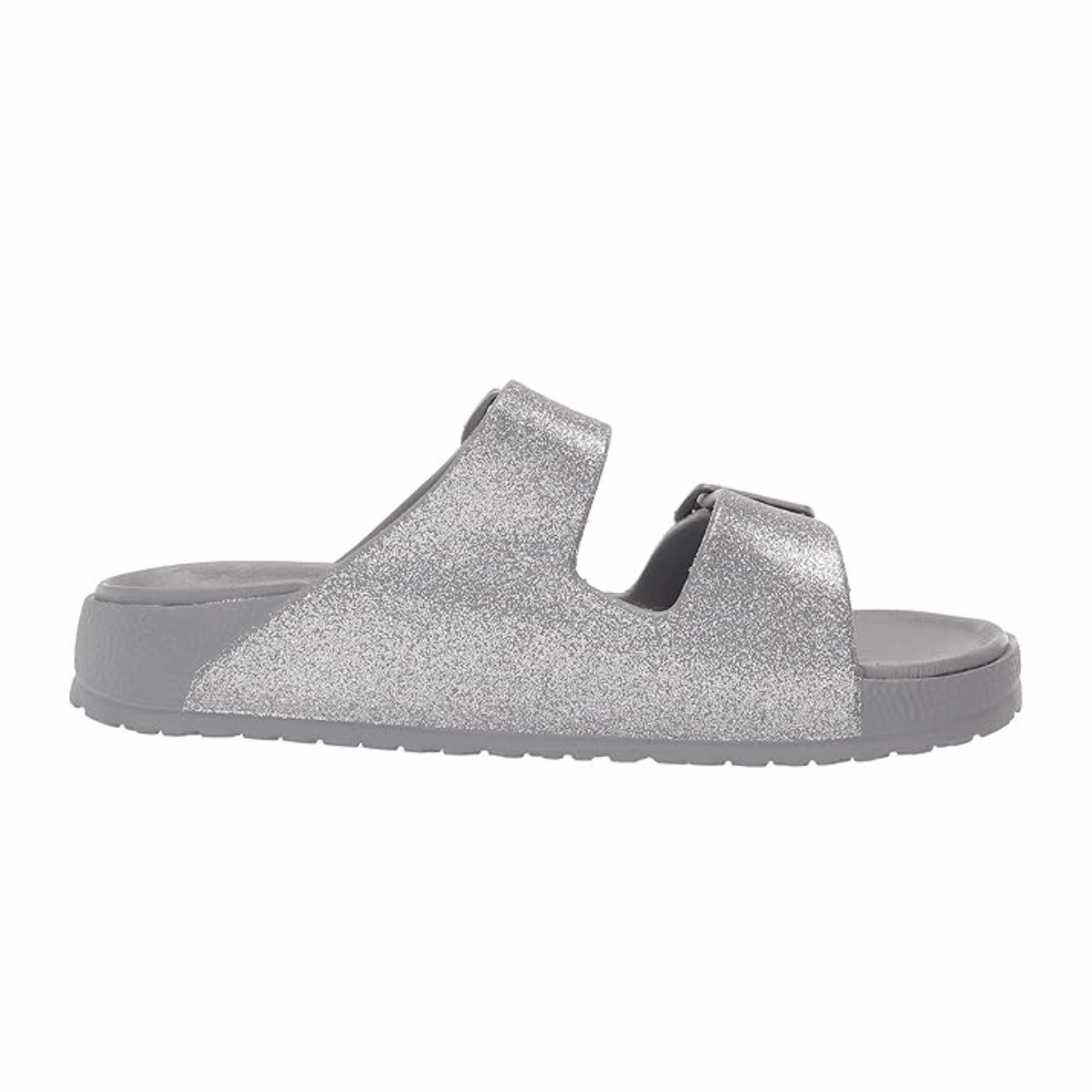 Sunsplash Slides Skechers Women's Luxe fomam Shimmering Sandals -GRY