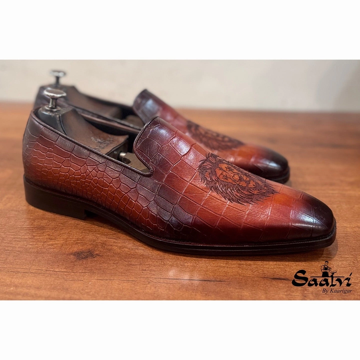 Suede Penny Loafers Lion Hand Patina Loafers