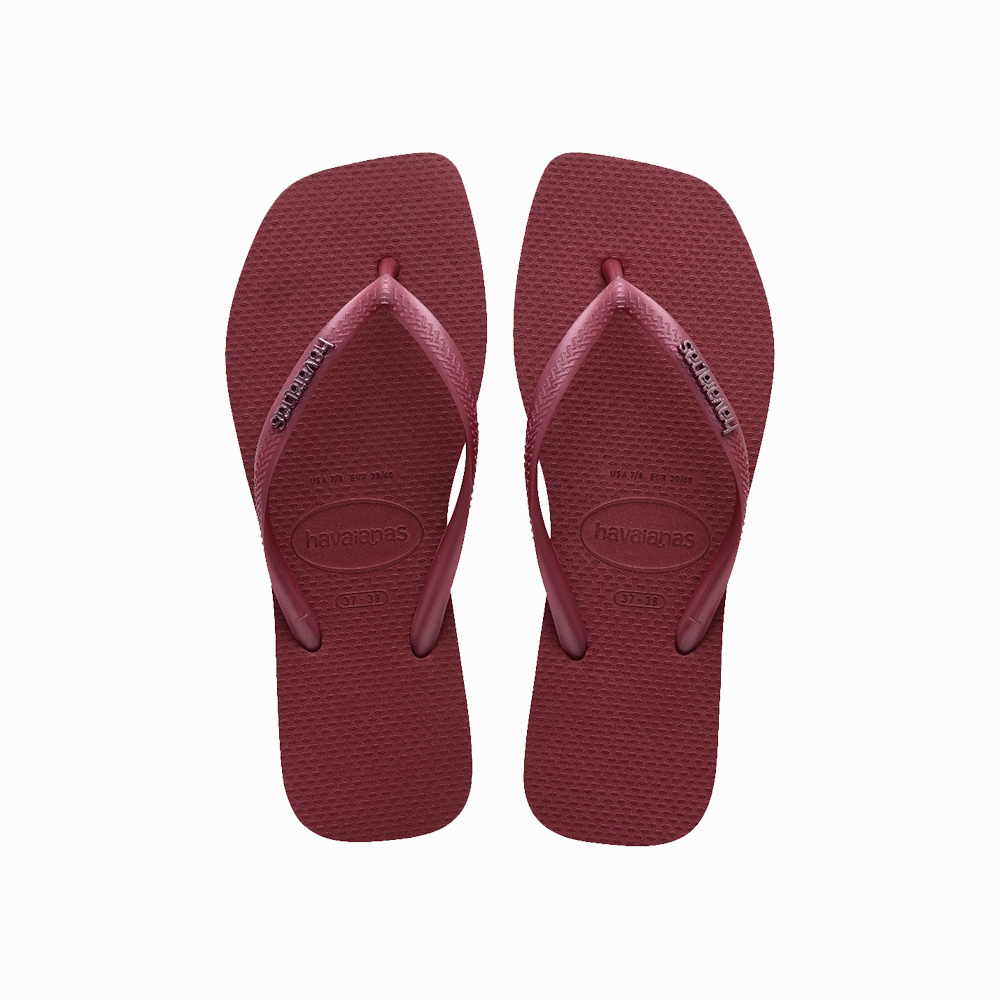 Slim Square Logo Metallic Flip Flops Pizza Flip Flops