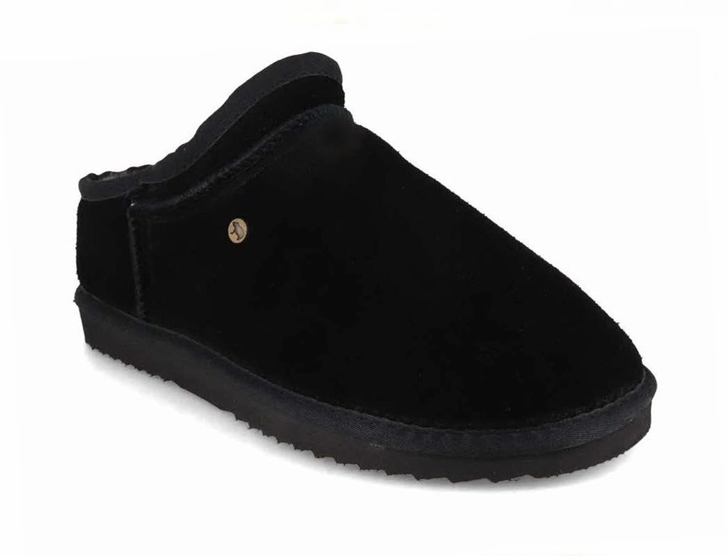 WARMBAT Men Suede Slippers 'Conner', black Closed Toe Buckle Slide