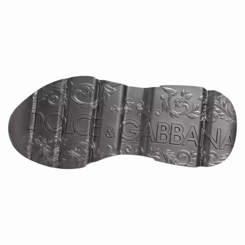 Dolce & Gabbana White Silver DAYMASTER Leather Sneakers Men Shoes Denver Broncos Sneakers