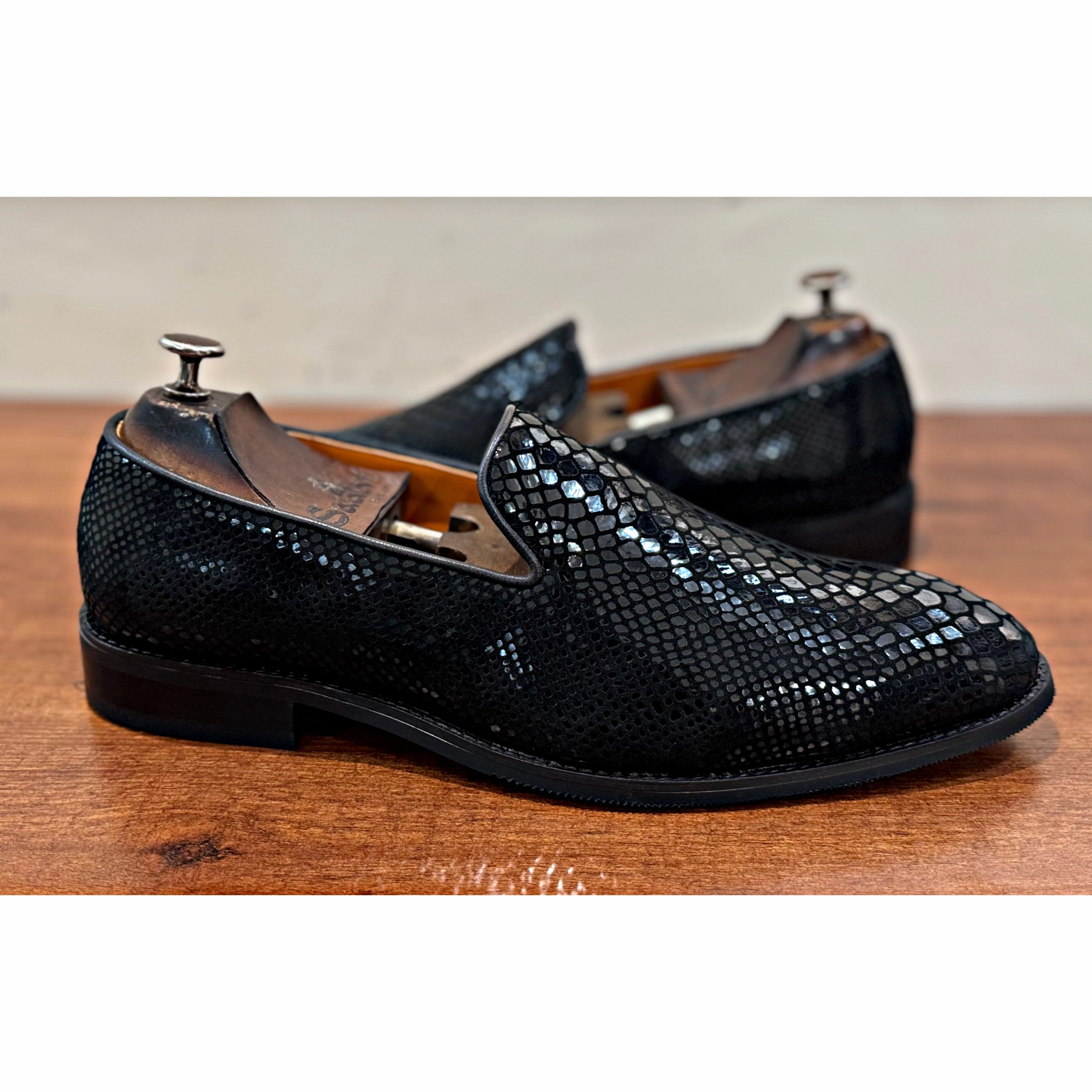Grenson Penny Loafers Snake Foil Loafers Black
