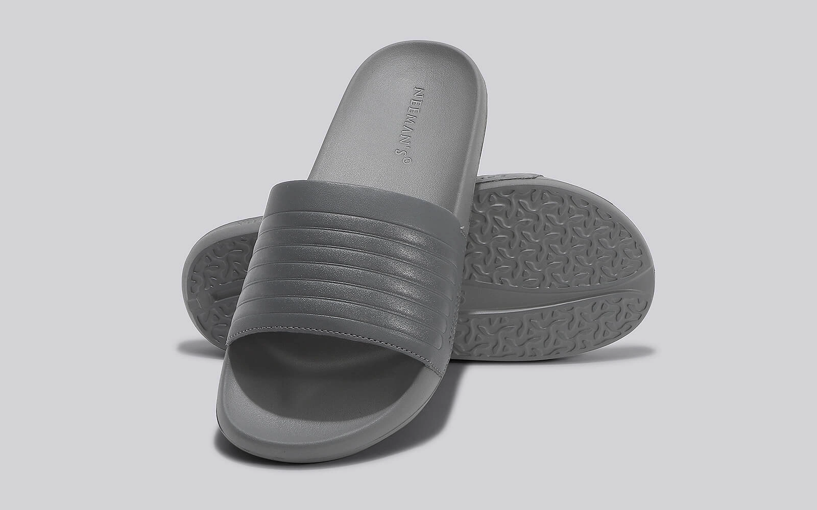 Indoor Japanese Slippers FootBed Slides for Men : Grey