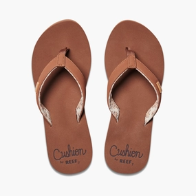 Reef Womens Cushion Sands Flip Flops - Espresso Footprint Flip Flops