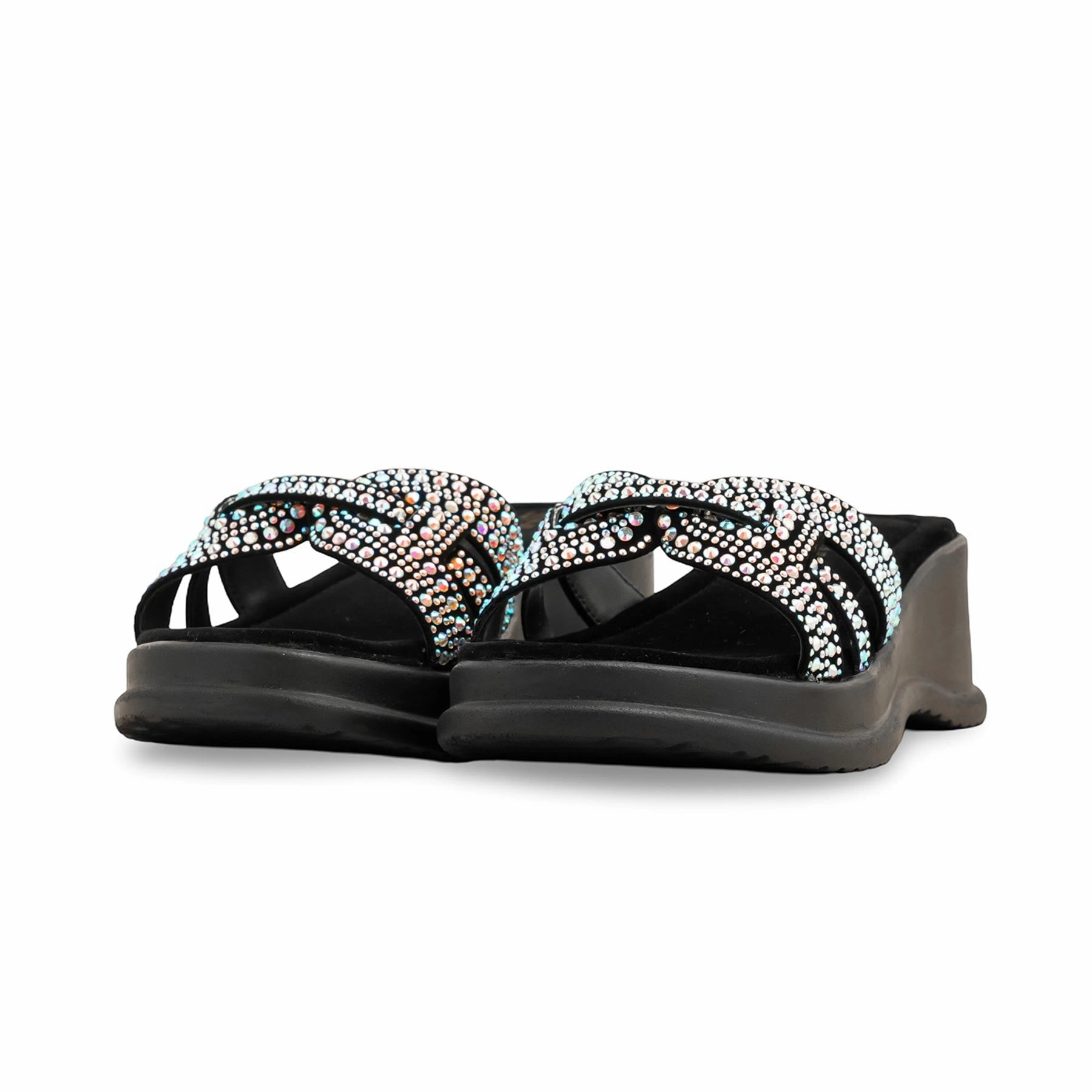 Flat Mule Slides Black Formal Slipper PU0533