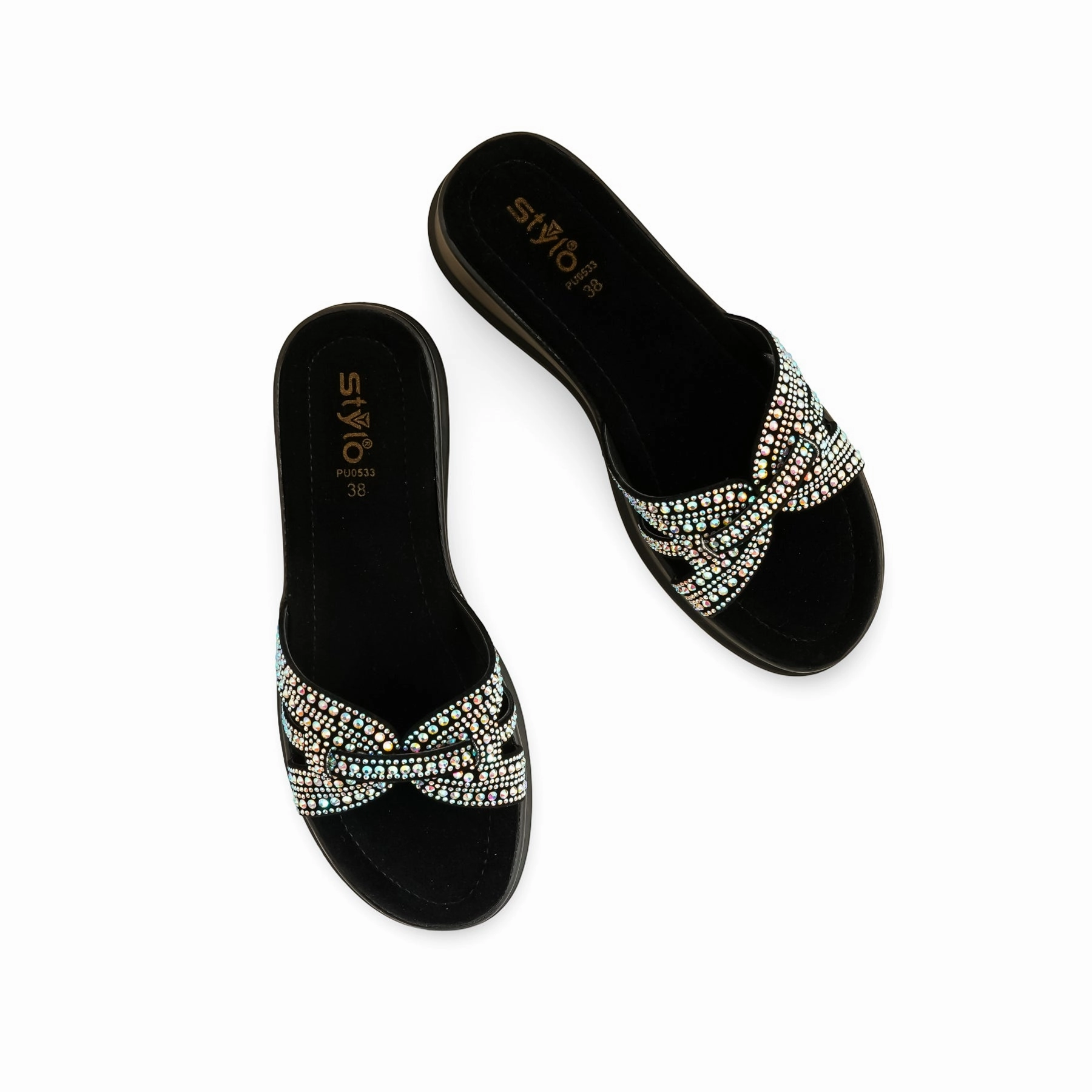 Ballerina Slippers For Wedding Black Formal Slipper PU0533