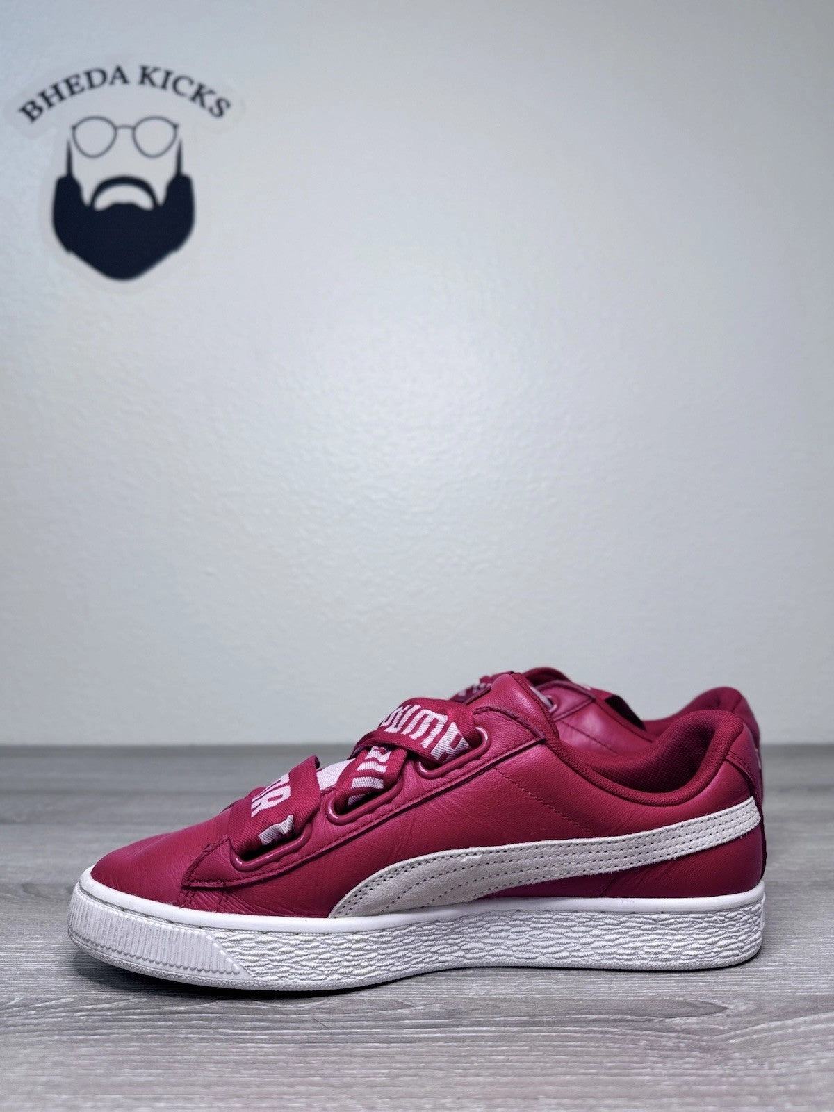 Size 8.5W - Puma Basket Heart 364082-03 Red White Classic Bow Women Ribbon Laces Rick Owens High Top Sneakers