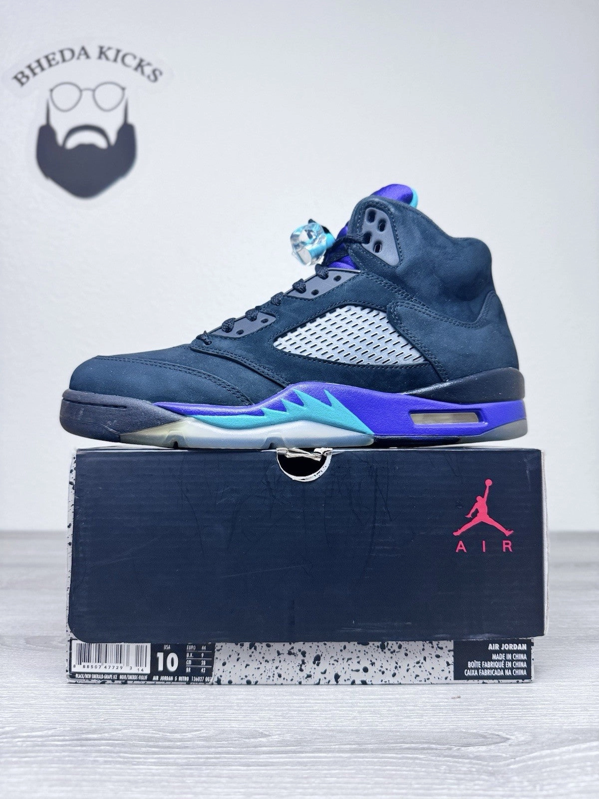 Asic Shoes Size 10 - Nike Air Jordan 5 Retro Black Grape Mens Sneakers 136027-007 Preowned