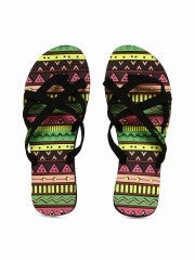 Sweetfoam Flip Flops Sole Threads Women Black Printed Flip Flops
