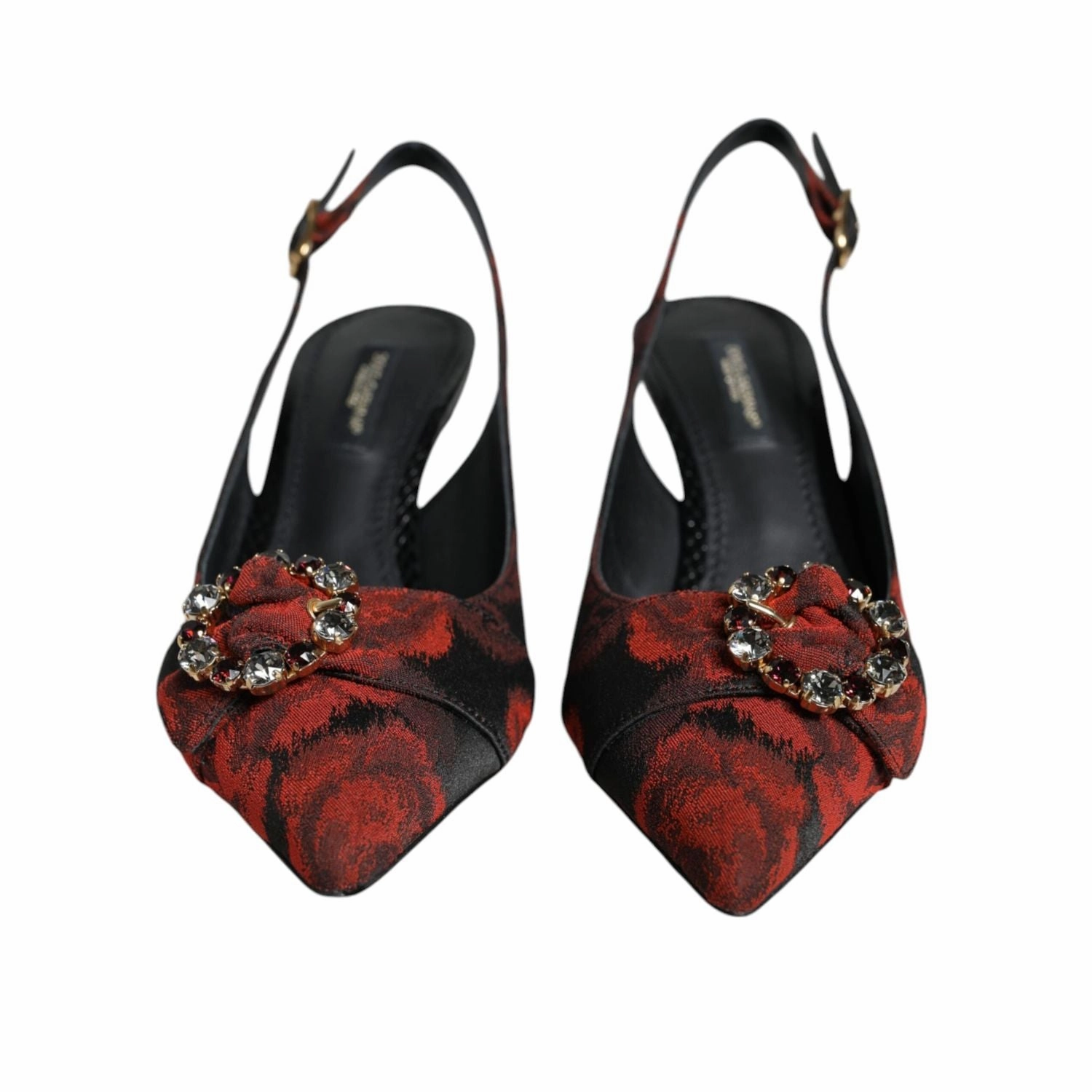 Sandals Dominican Republic Punta Cana Dolce & Gabbana Black Red Floral Crystal Heel Slingback Shoes