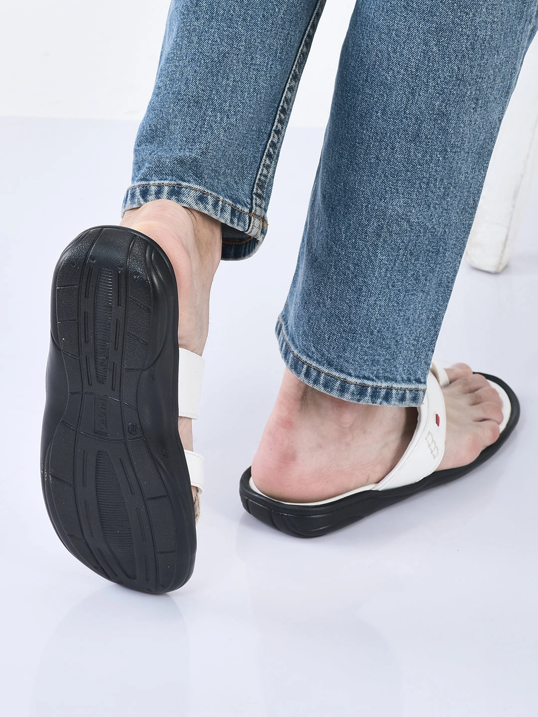 Princess Tiana Slippers FAUSTO Men White Toe Ring Flat Dress Slipper With Memory Cushioned|Multi Strap Slipper For Evening|Slippers For Kurta