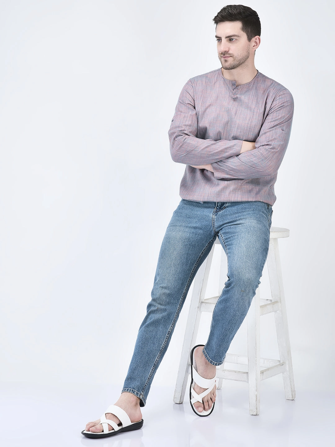 Antique Glass Slippers FAUSTO Men White Toe Ring Flat Dress Slipper With Memory Cushioned|Multi Strap Slipper For Evening|Slippers For Kurta