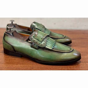 Butterfly Loafers Fringe Green Loafers No Back