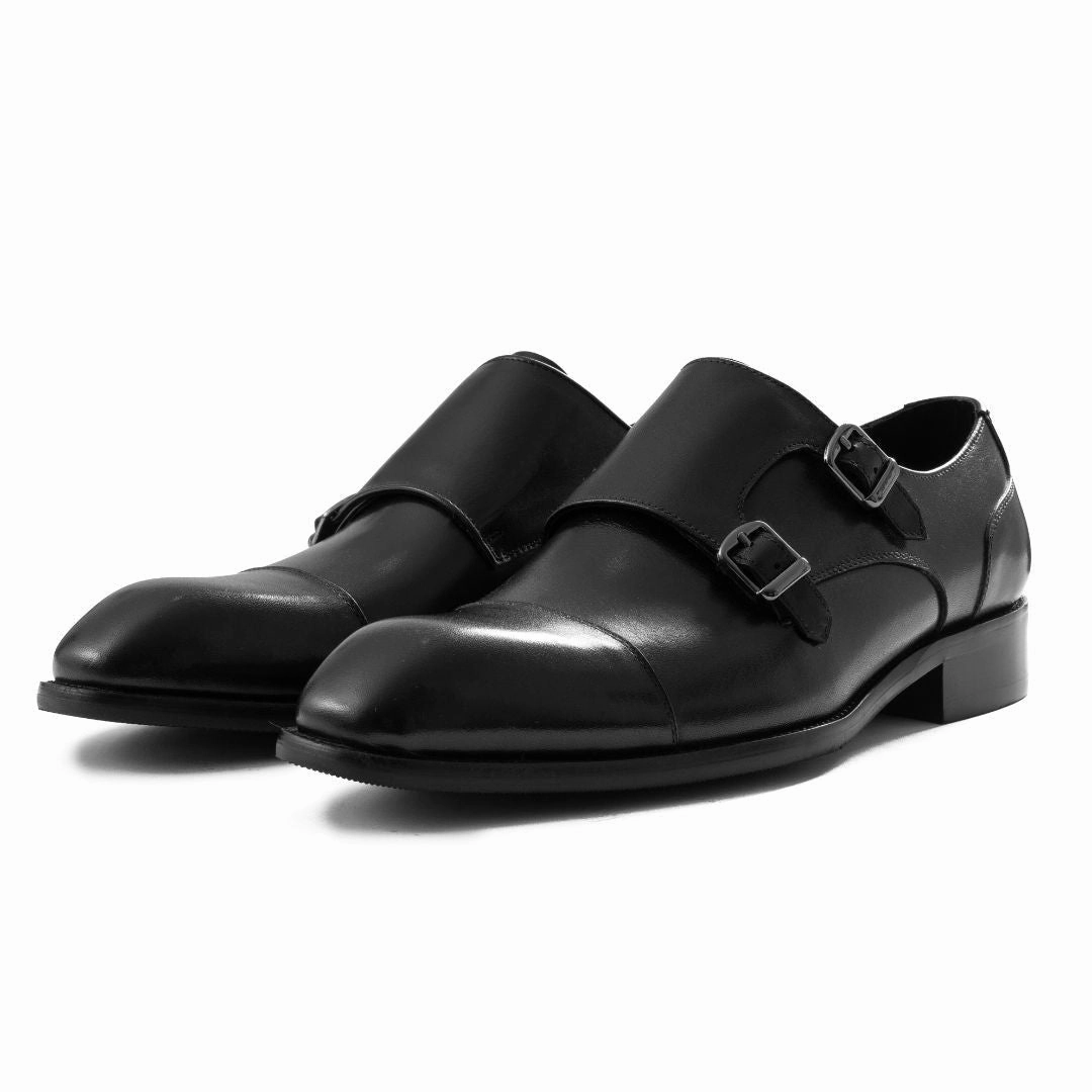 OURTHREE Stainly Double Monk Leather Loafers Men - BLK Designer Chunky Loafers